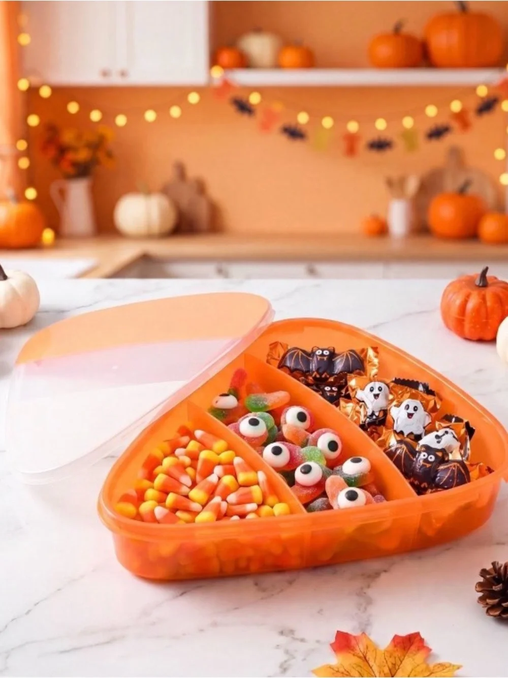 NWT Cook With Color Candy Corn Halloween Large Snackle Box